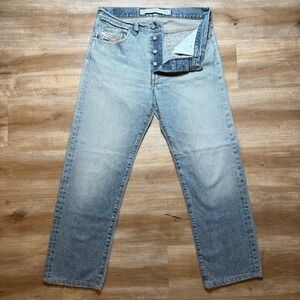 Diesel Keetar Jeans Mens 32x28 Light Wash Blue Straight Leg Button Fly Italy